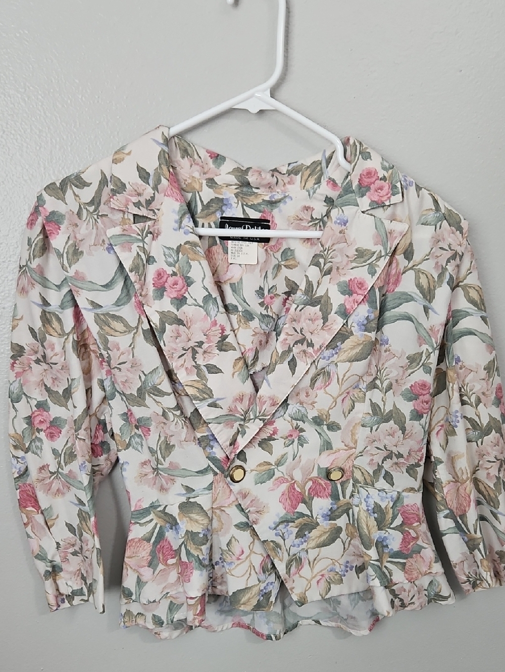 Vintage Jenny Petites Floral Double-Breasted Blazer Jacket - Pink/Green